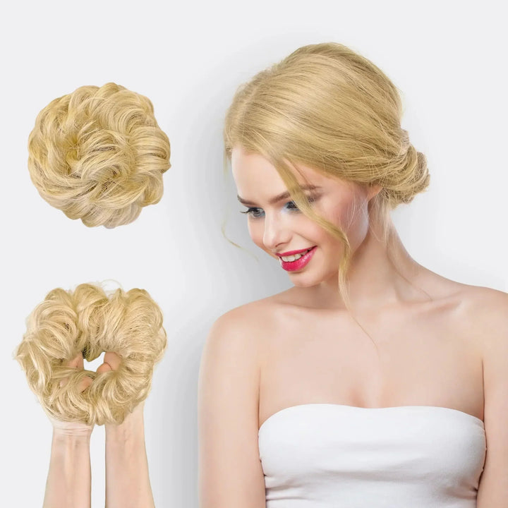 Hairextension Scrunchie – BunPop-Warm Blonde-Nora Luxe