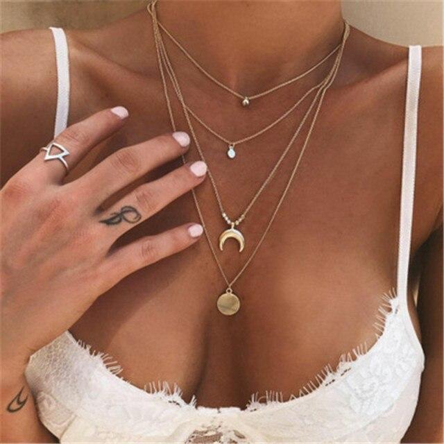 Half Moon Multilayer Necklace - Selania-Nora Luxe