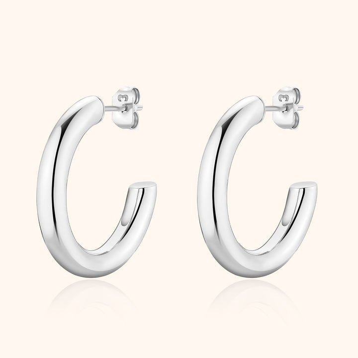 Half-Round Earrings - Elodie-Silver-Nora Luxe