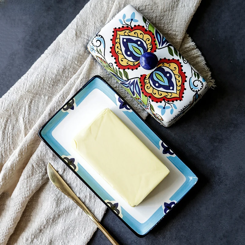 Hand-painted Butter Dish in Tuscan Style - TuscanCharm-Nora Luxe