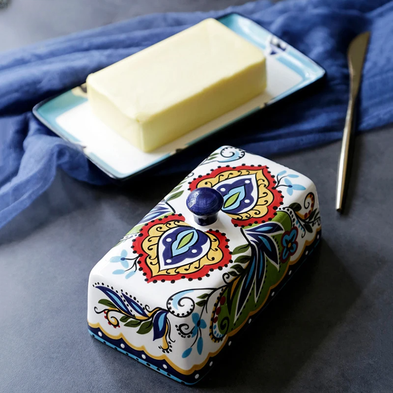Hand-painted Butter Dish in Tuscan Style - TuscanCharm-Nora Luxe