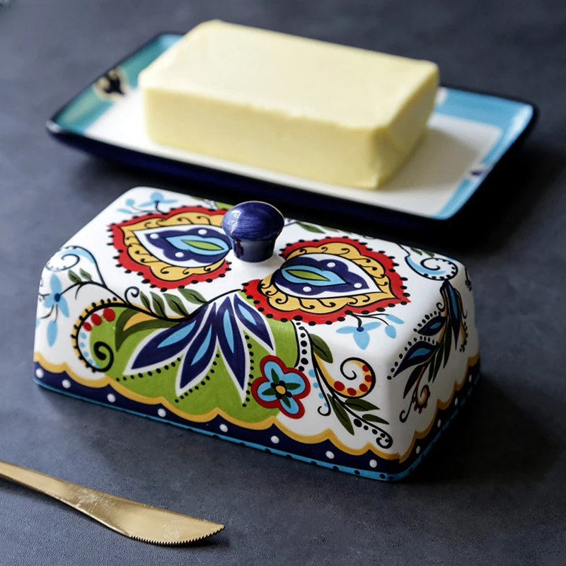 Hand-painted Butter Dish in Tuscan Style - TuscanCharm-Nora Luxe