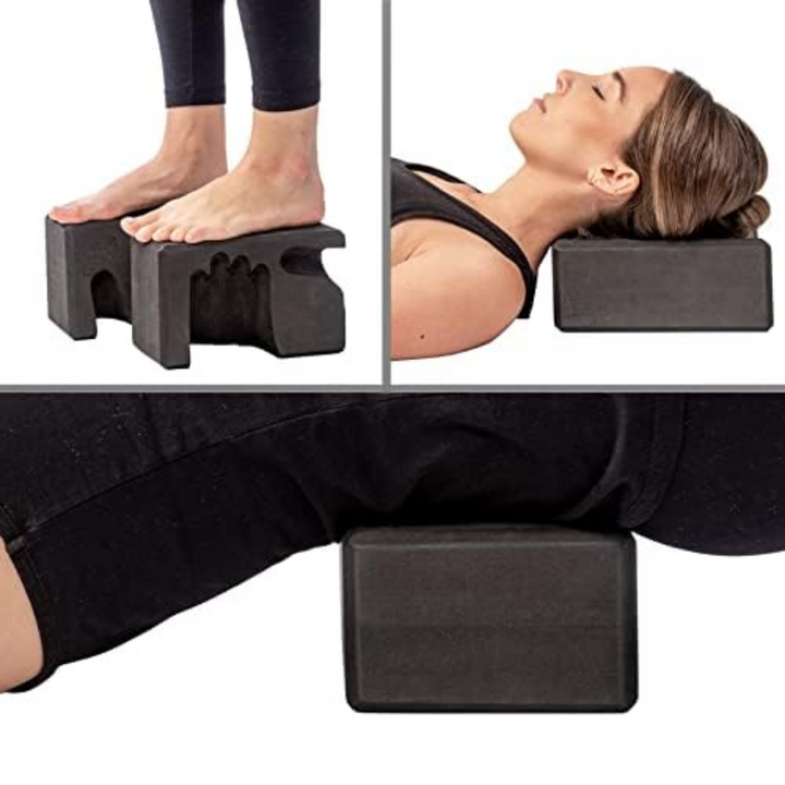 Hand-shaped Yoga Blocks 2-Pack-Black-Nora Luxe