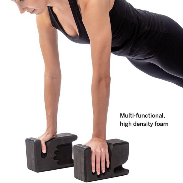 Hand-shaped Yoga Blocks 2-Pack-Black-Nora Luxe
