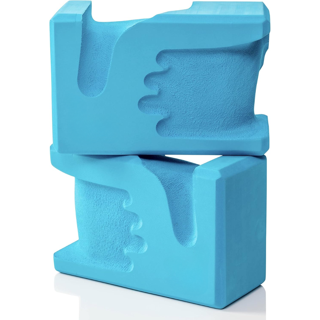 Hand-shaped Yoga Blocks 2-Pack-Blue-green-Nora Luxe