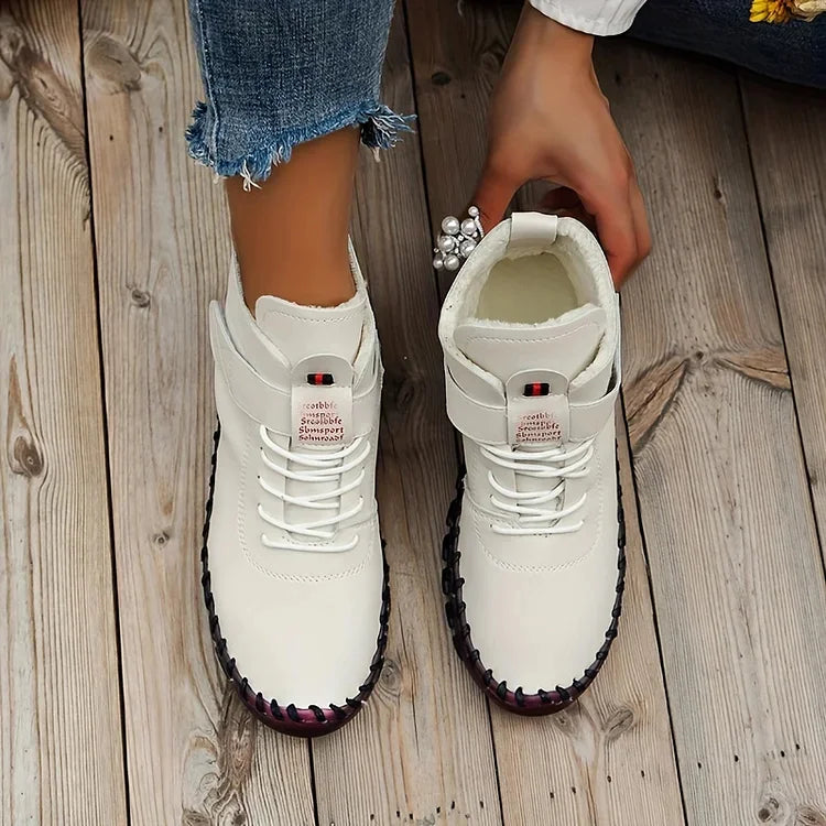 Handmade Comfort Sneaker Boots - Amara-Beige-3.0-Nora Luxe