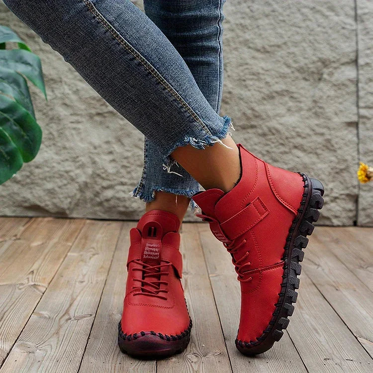 Handmade Comfort Sneaker Boots - Amara-Red-3.0-Nora Luxe