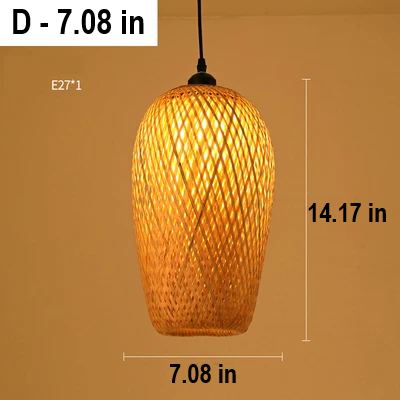 Handmade Rattan Pendant Lamp - RayaLicht-A - 15.75 in-Nora Luxe