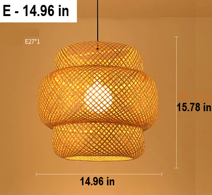 Handmade Rattan Pendant Lamp - RayaLicht-A - 15.75 in-Nora Luxe