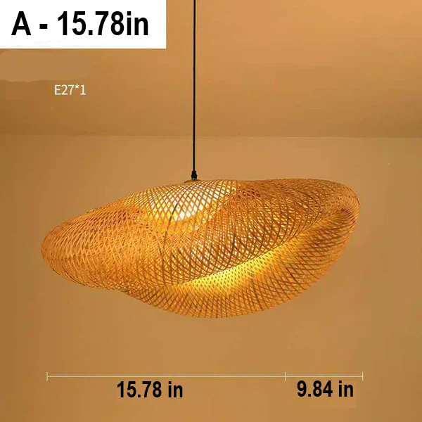 Handmade Rattan Pendant Lamp - RayaLicht-A - 15.75 in-Nora Luxe