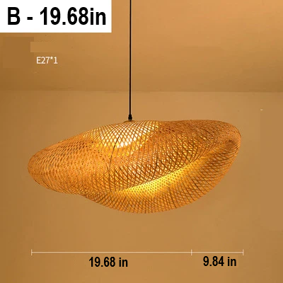 Handmade Rattan Pendant Lamp - RayaLicht-A - 15.75 in-Nora Luxe
