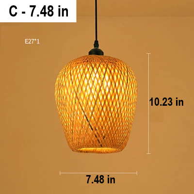 Handmade Rattan Pendant Lamp - RayaLicht-A - 15.75 in-Nora Luxe