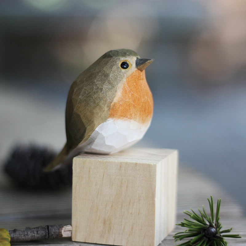 Handmade Wooden Birds - AuriBirds-Redbreast-Nora Luxe