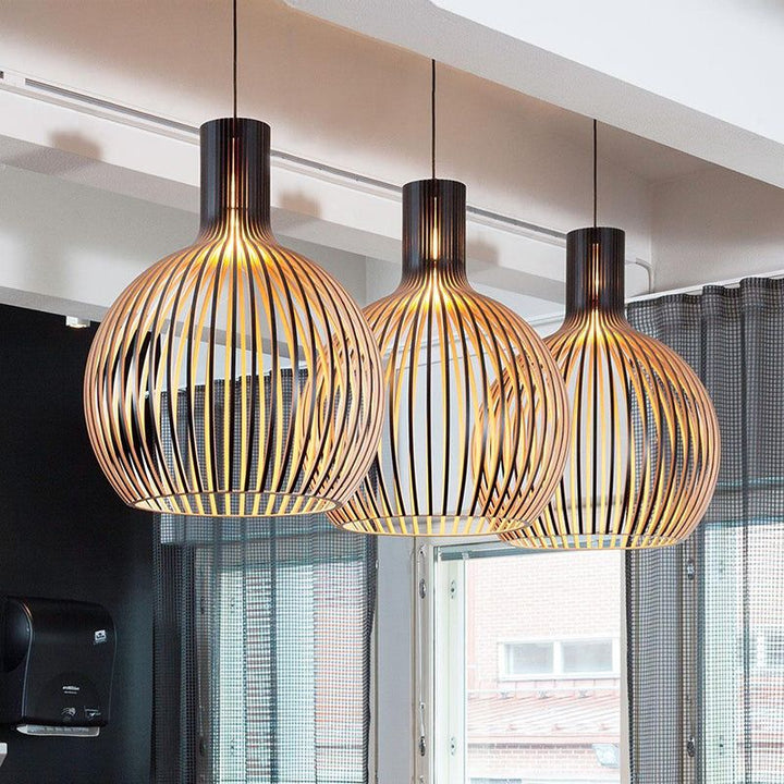 Handmade Wooden Pendant Lamp - RustikAura-Classic wood-9.06 inches-Nora Luxe