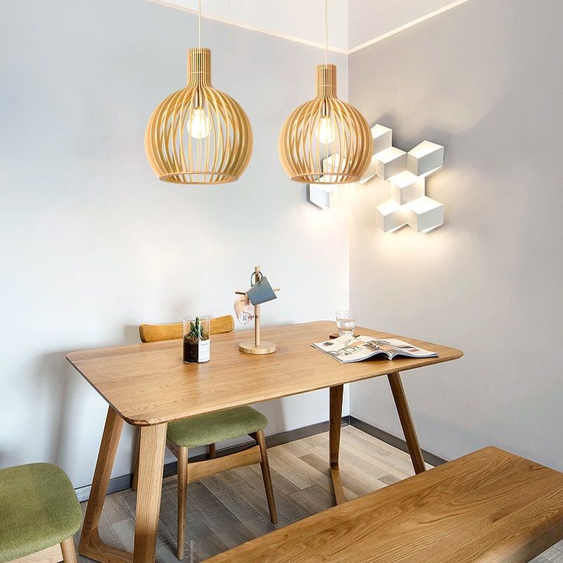 Handmade Wooden Pendant Lamp - RustikAura-Classic wood-9.06 inches-Nora Luxe