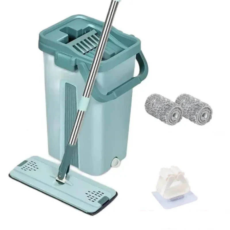 Handsfree Flat Press Mop with Bucket - FlexiMop-Mop with 2 cloths-Nora Luxe