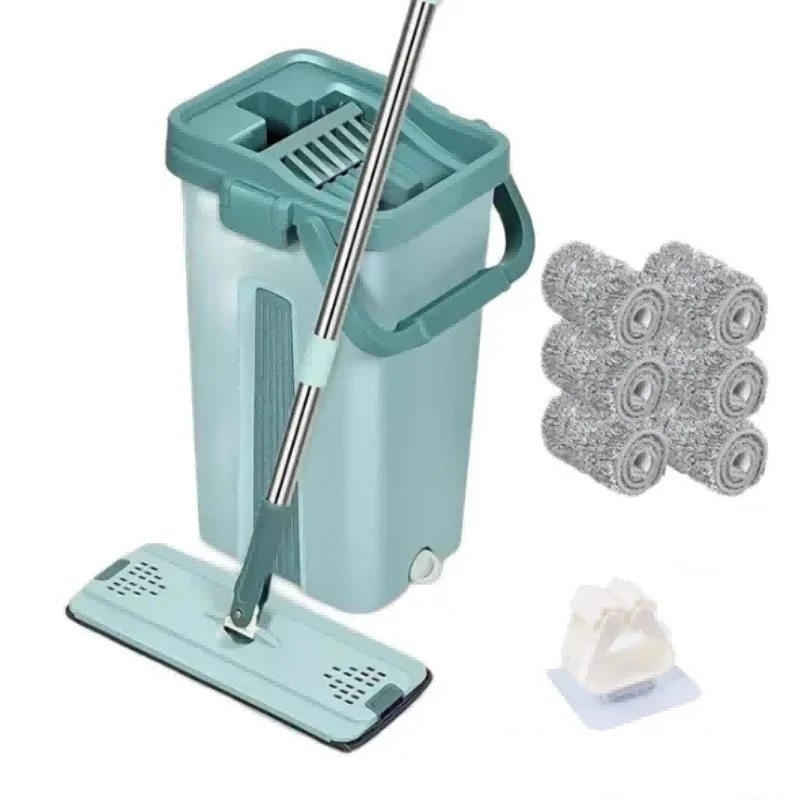 Handsfree Flat Press Mop with Bucket - FlexiMop-Mop with 6 cloths-Nora Luxe