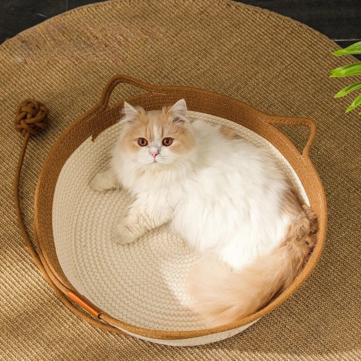 Handwoven Cotton Rope Bed for Cats - CozyNest-Gray-S-Nora Luxe