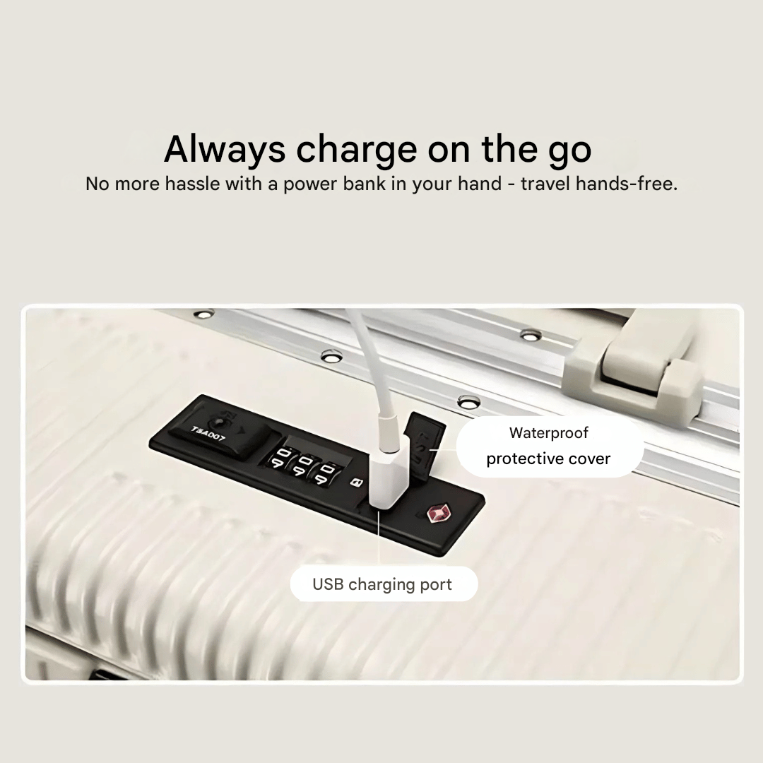 Hard-shell hand luggage suitcase – Manhattan Pro-Silver-Nora Luxe