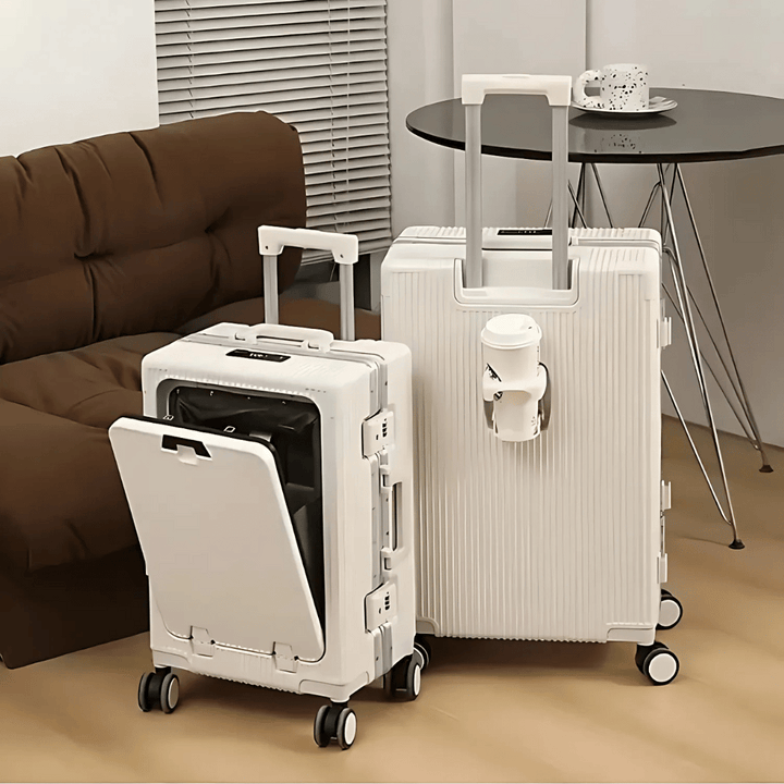 Hard-shell hand luggage suitcase – Manhattan Pro-Silver-Nora Luxe
