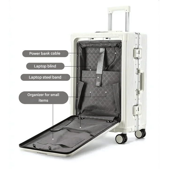 Hard-shell hand luggage suitcase – Manhattan Pro-Silver-Nora Luxe