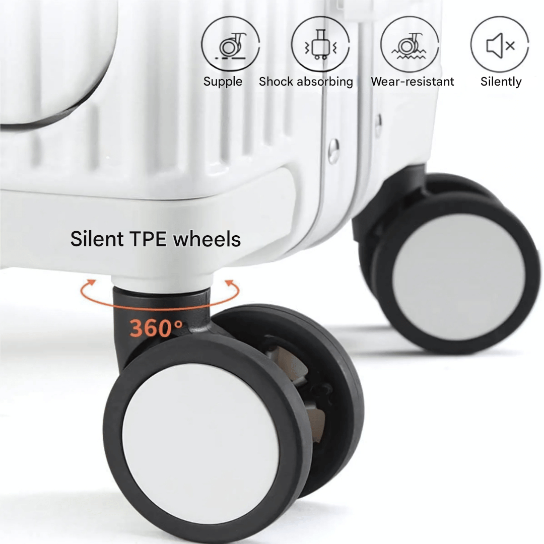 Hard-shell hand luggage suitcase – Manhattan Pro-Silver-Nora Luxe