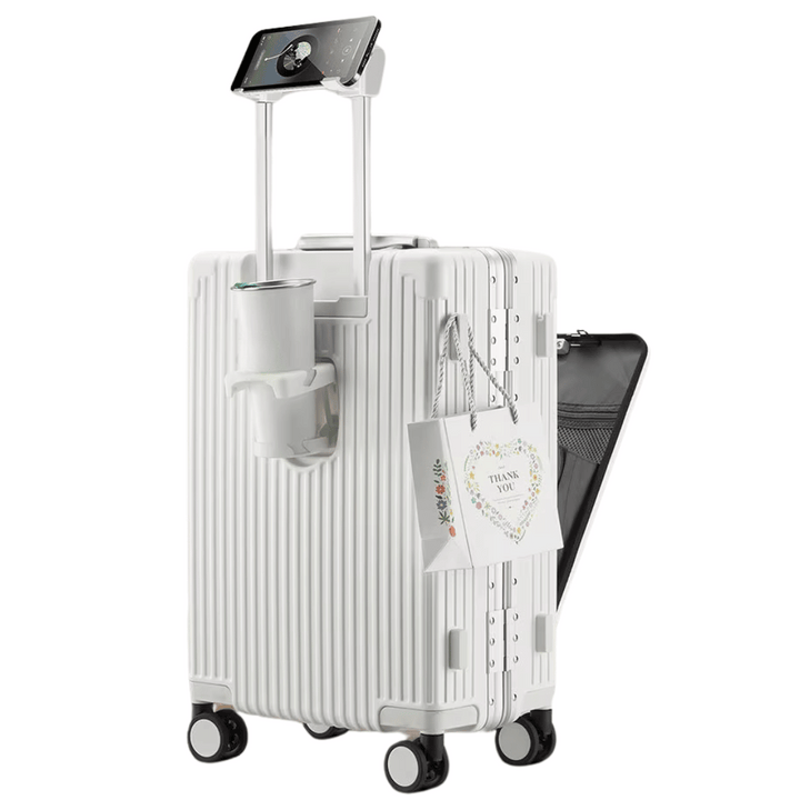 Hard-shell hand luggage suitcase – Manhattan Pro-Silver-Nora Luxe