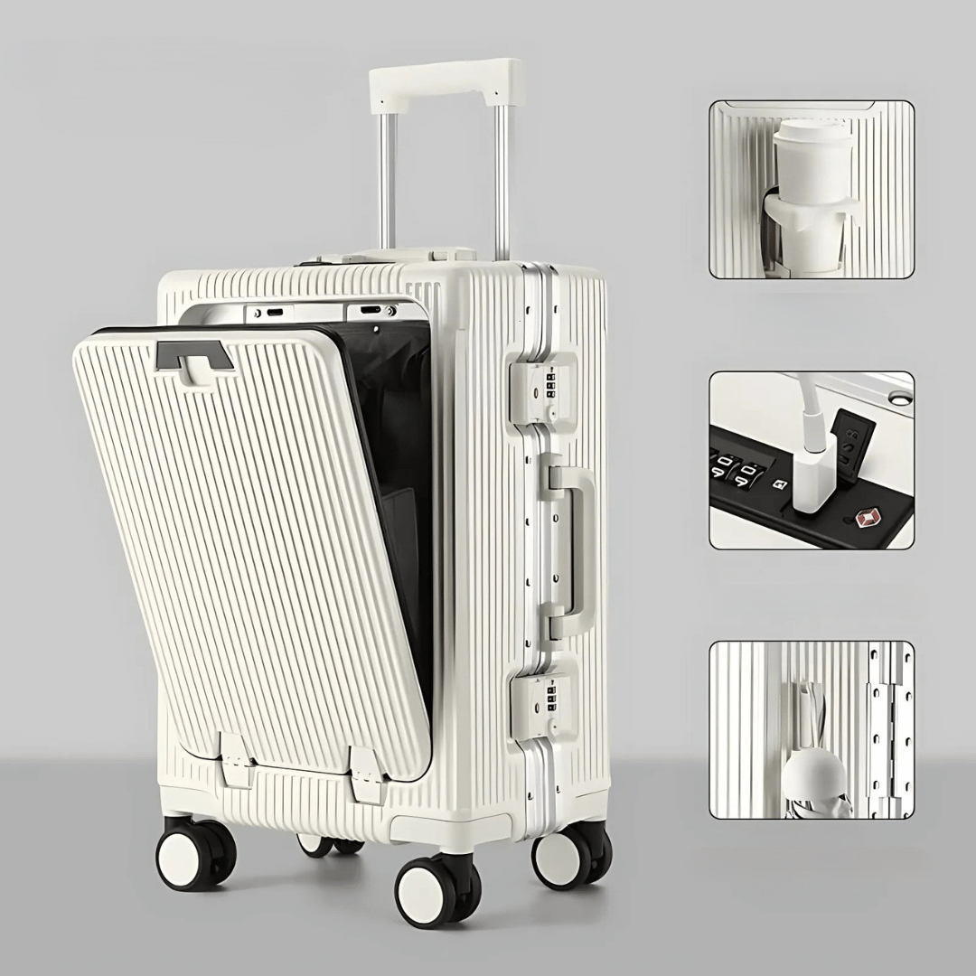 Hard-shell hand luggage suitcase – Manhattan Pro-White-Nora Luxe