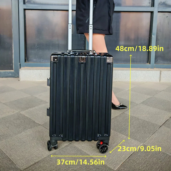 Hard shell suitcase with aluminum frame – Vilnius-Blue-S (42 L)-Nora Luxe