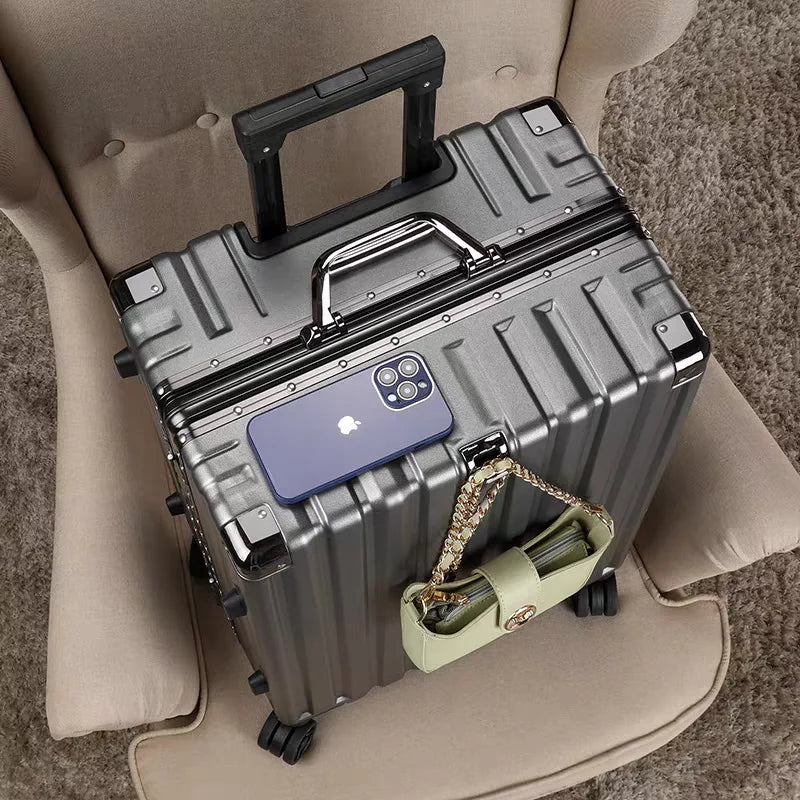 Hard shell suitcase with aluminum frame – Vilnius-Gray-S (42 L)-Nora Luxe