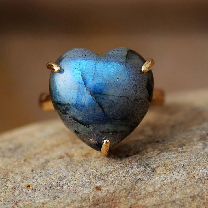 Healing Heart Gemstone Ring - Selena-Labradorite-Nora Luxe