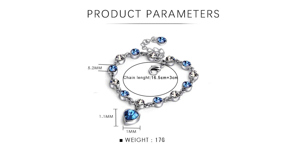 Heart of the Ocean Crystal Bracelet-Nora Luxe