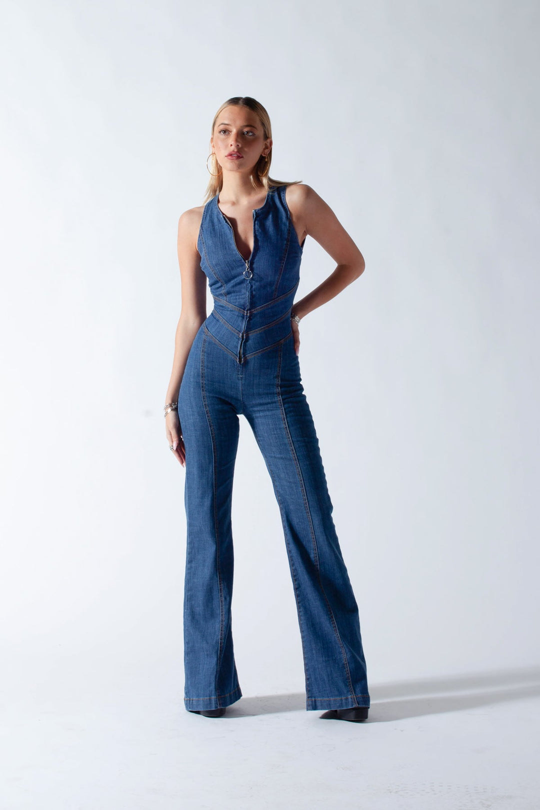 Heart-shaped backless denim jumpsuit for women - Sakura-Blue-XS-Nora Luxe