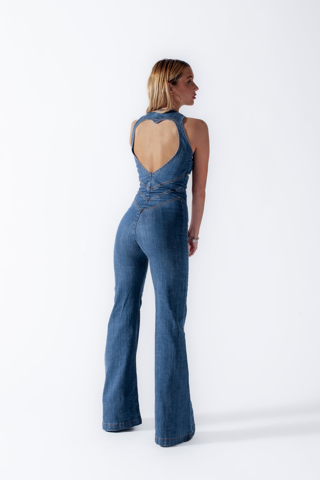 Heart-shaped backless denim jumpsuit for women - Sakura-Blue-XS-Nora Luxe