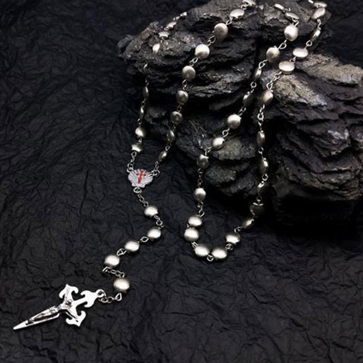 Heart-Shaped Cat's Eye Stone Rosary Necklace - Elara-Alloy-Nora Luxe