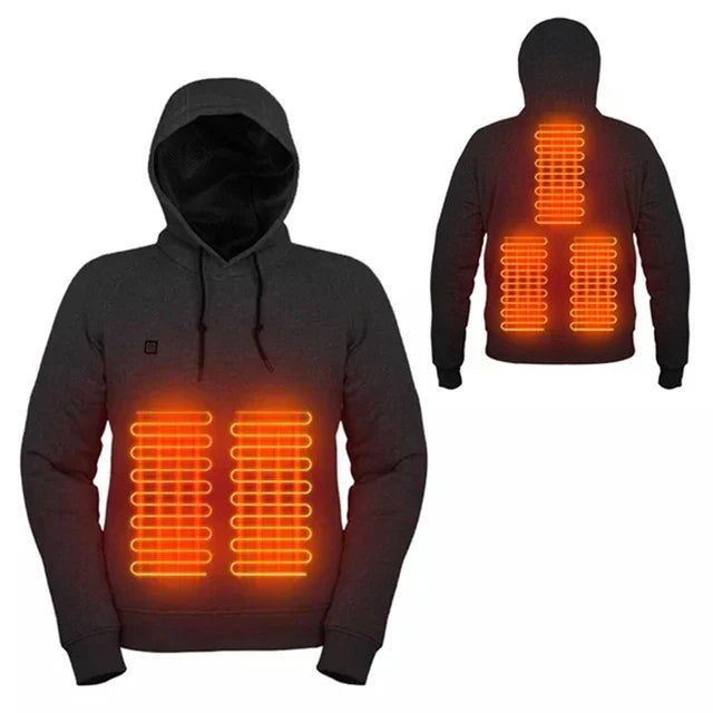 Heated Unisex Hoodie - ThermaHoodie-Black-S-Nora Luxe