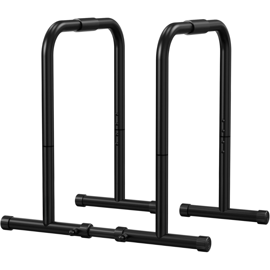 Heavy Dip Station & Push-up Stand for Home Fitness-Black-Nora Luxe