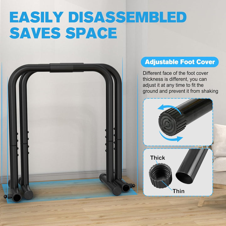 Heavy Dip Station & Push-up Stand for Home Fitness-Black-Nora Luxe