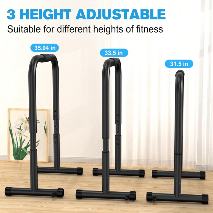 Heavy Dip Station & Push-up Stand for Home Fitness-Black-Nora Luxe