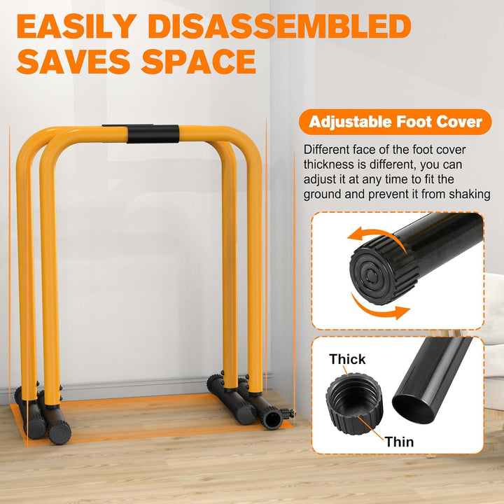 Heavy Dip Station & Push-up Stand for Home Fitness-Black-Nora Luxe