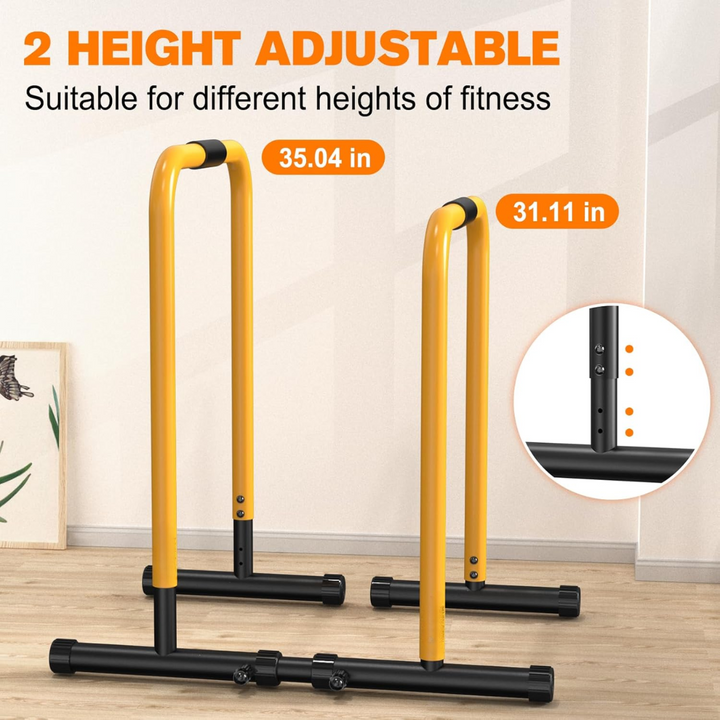 Heavy Dip Station & Push-up Stand for Home Fitness-Black-Nora Luxe
