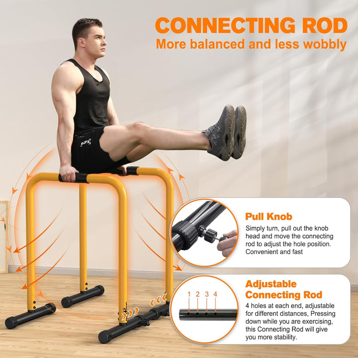 Heavy Dip Station & Push-up Stand for Home Fitness-Black-Nora Luxe