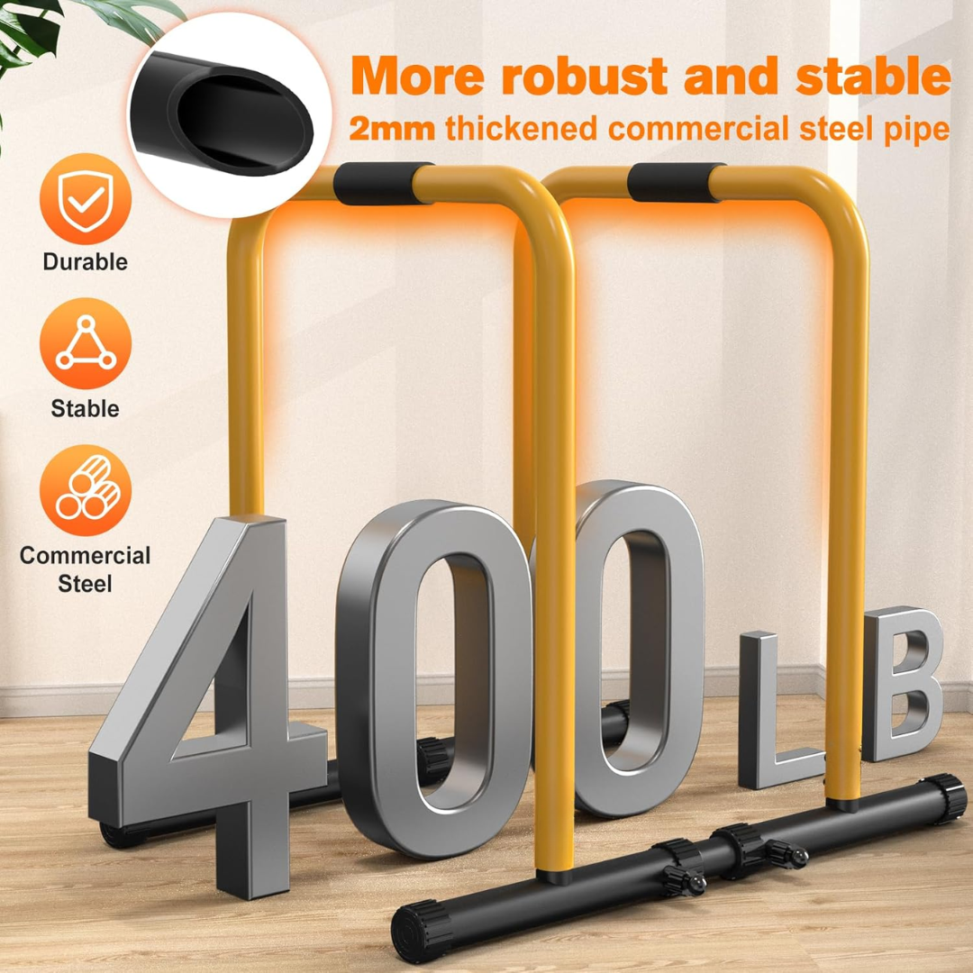 Heavy Dip Station & Push-up Stand for Home Fitness-Black-Nora Luxe
