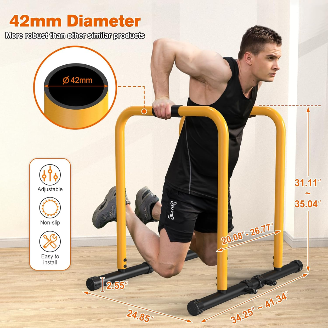 Heavy Dip Station & Push-up Stand for Home Fitness-Black-Nora Luxe