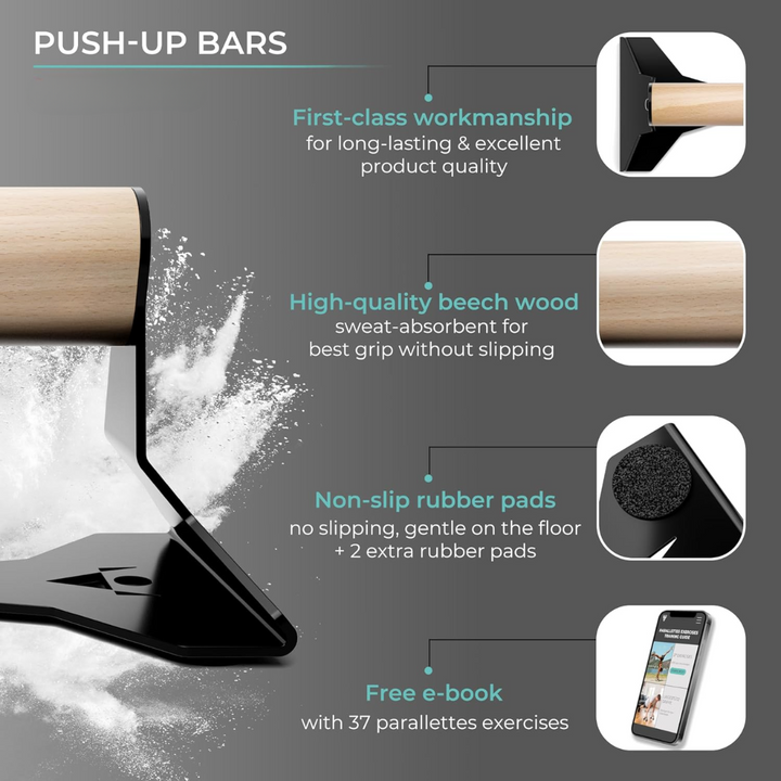 Heavy Wooden Push-Up Handles - Non-slip Parallettes Bars-Nora Luxe