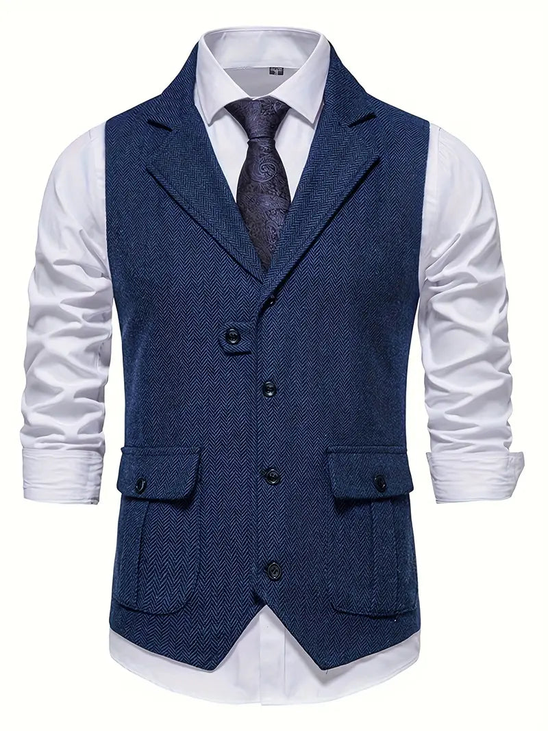 Herringbone Blazer for Men - Niklas-Dark blue-S-Nora Luxe