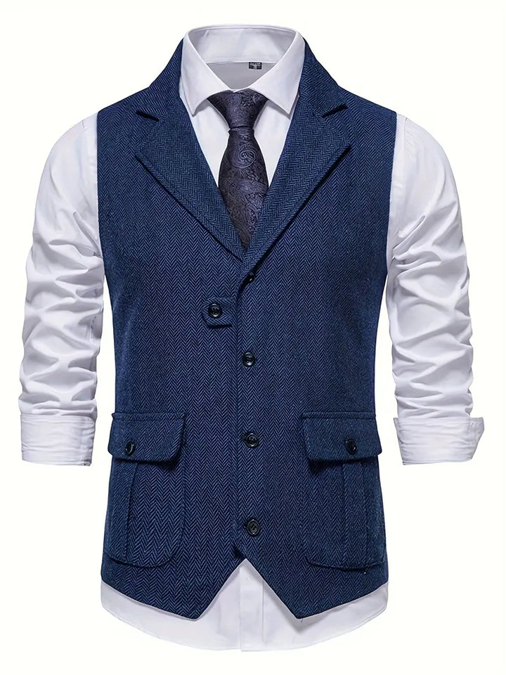 Herringbone Blazer for Men - Niklas-Dark blue-S-Nora Luxe