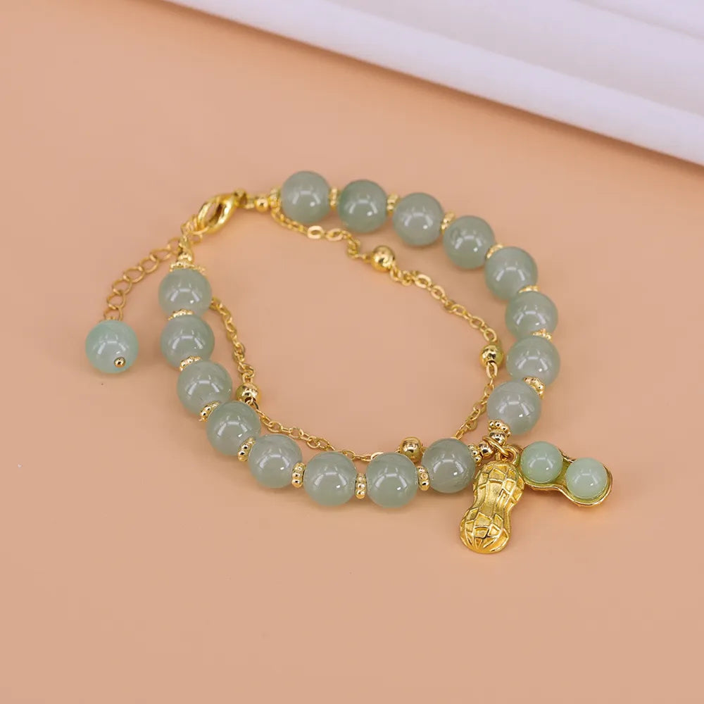 Hetian Jade Bracelet with Gold Accent-Jade Leaf-Nora Luxe