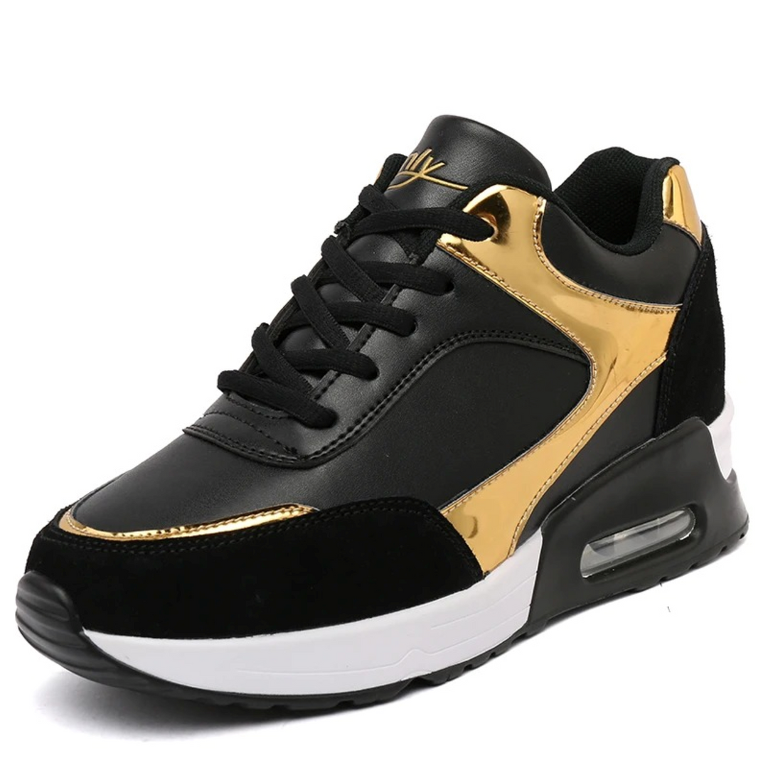 High Top Orthopaedic Women's Sneakers - ComfortStep-Black-yellow-2.5-Nora Luxe