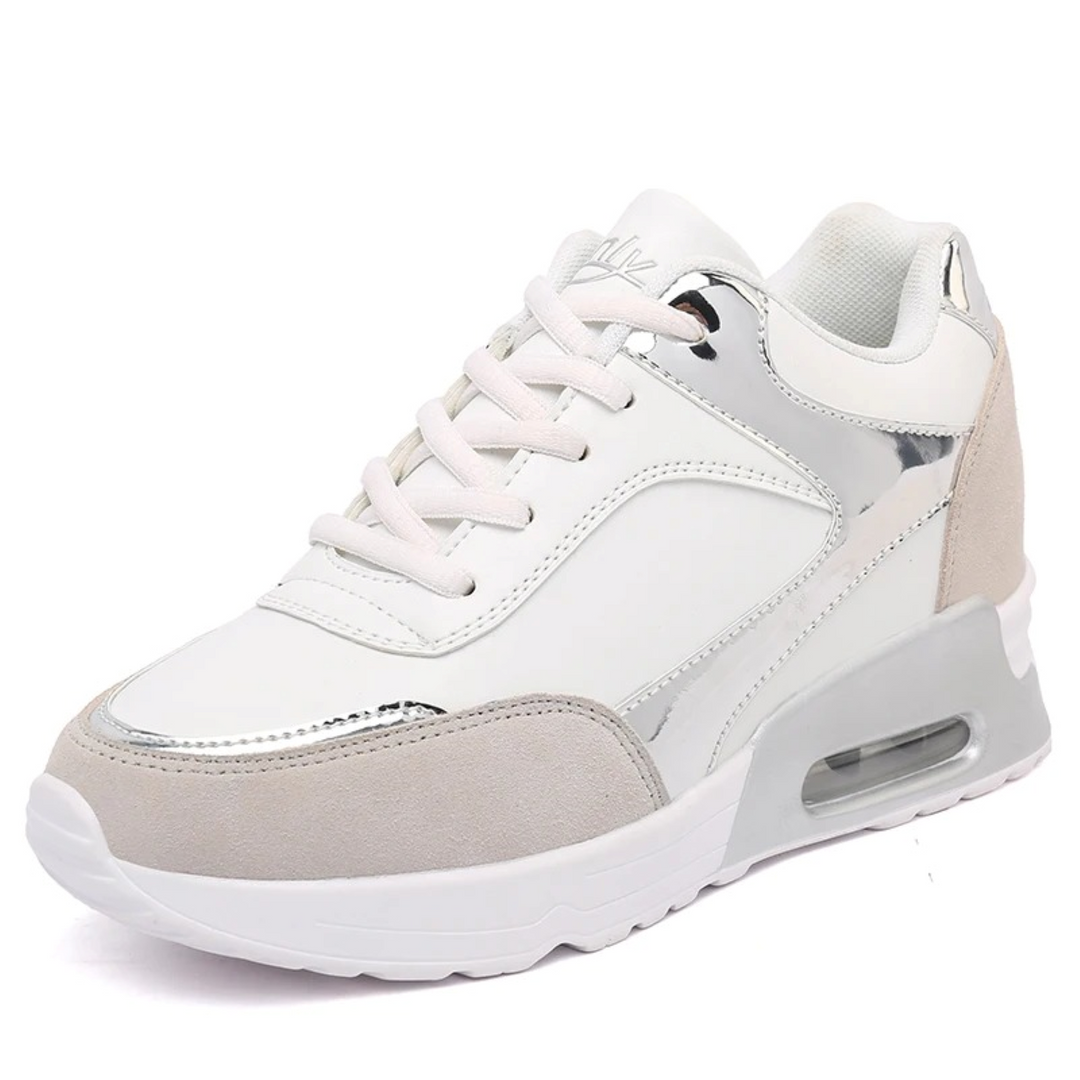 High Top Orthopaedic Women's Sneakers - ComfortStep-Brown-white-2.5-Nora Luxe